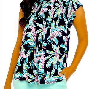 NWOT Crown & Ivy mock neck flutter sleeve blouse